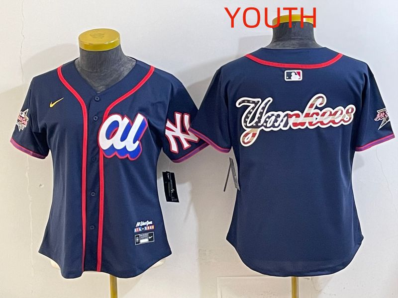 Youth 2025 New York Yankees Blank Drak Blue All star Nike MLB Jersey style 04->youth mlb jersey->Youth Jersey